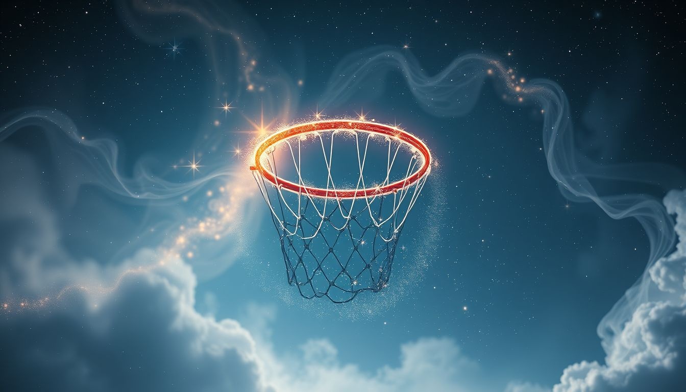 Dromen over een basketbal ring symboliseert succes en doelen bereiken.