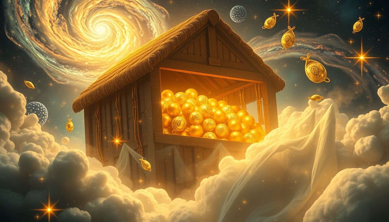 Dromen over graanschuren vol geld symboliseren overvloed en welvaart.