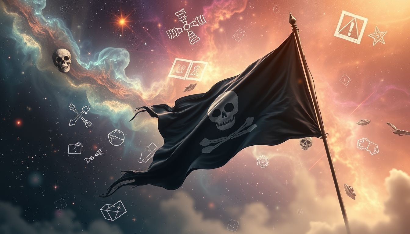 Dromen over een piratenvlag symboliseren rebellie en avontuur.