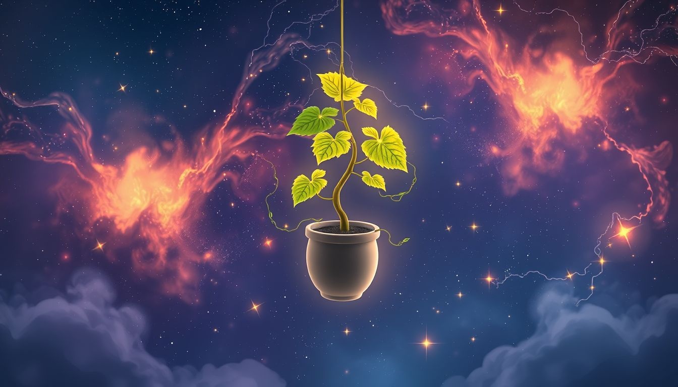 Dromen over een wijnstok in een pot symboliseert persoonlijke groei en verzorging.