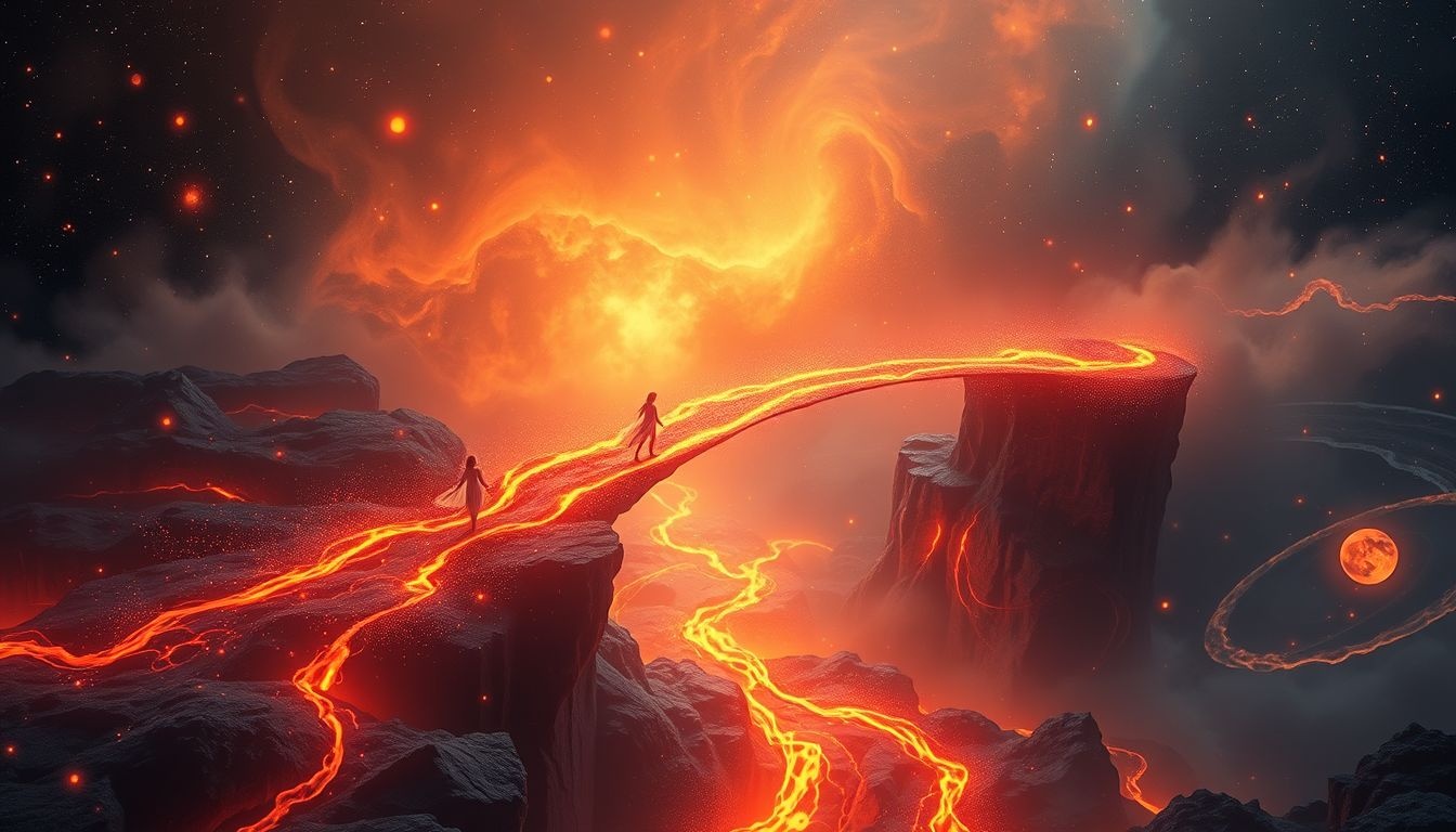 Dromen over lava oversteken symboliseert gevaarlijke maar noodzakelijke veranderingen.