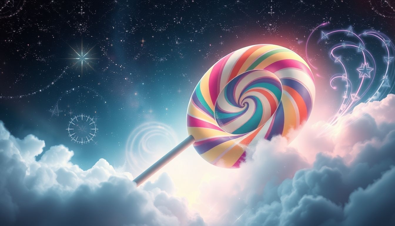 Een grote, kleurrijke lolly symboliseert geluk en vreugde in dromen.