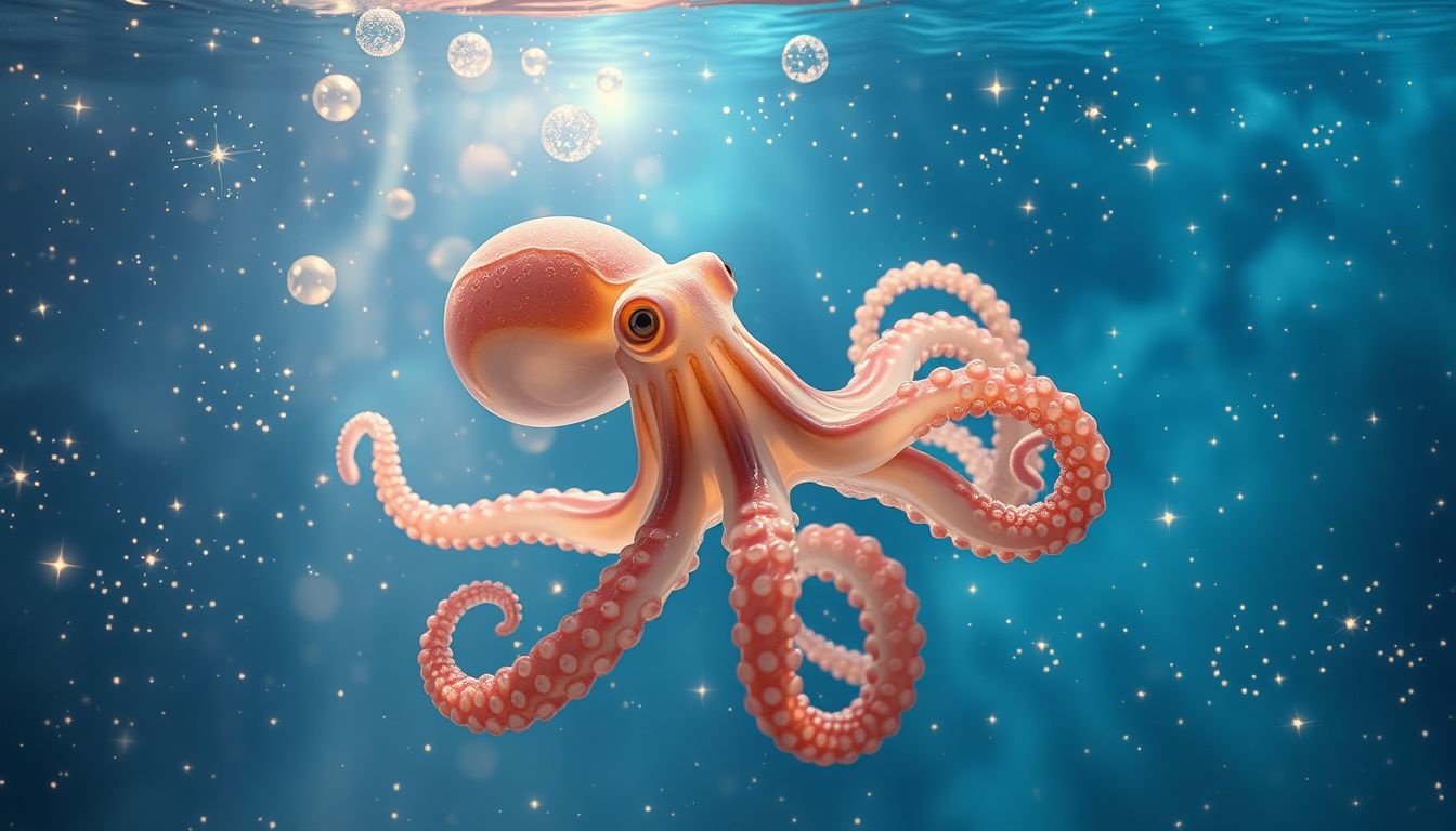 Een inktvis in helder water symboliseert intuïtie en emoties.