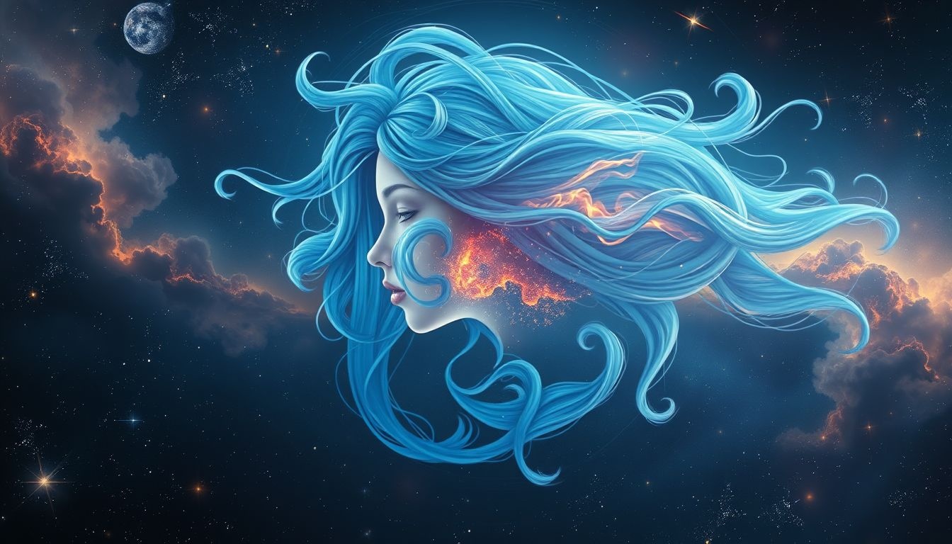 Blauw haar symboliseert rust en creativiteit in je dromen.