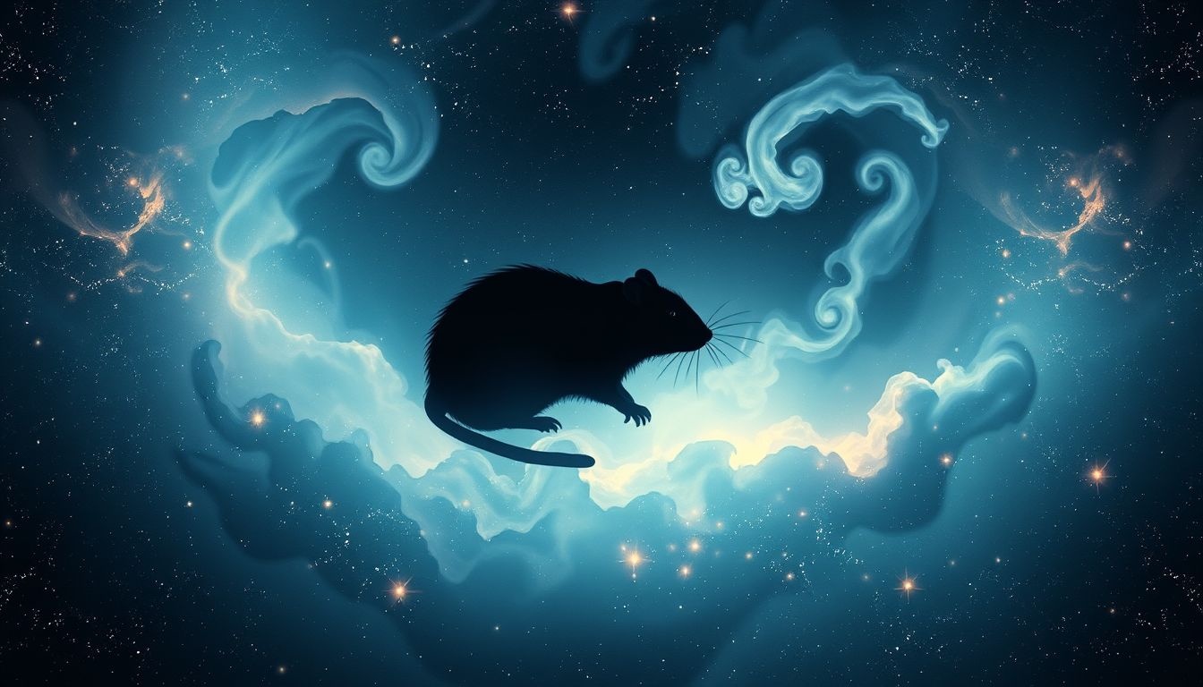 Een zwarte woelmuis symboliseert verborgen angsten en onzekerheden.