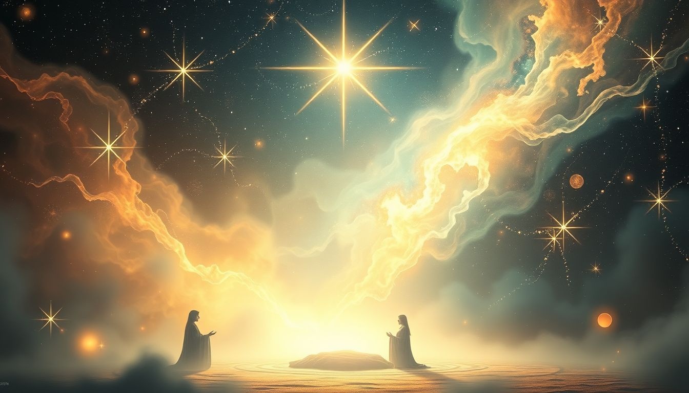 Een ritueel onder stralende hemel symboliseert spirituele vernieuwing.