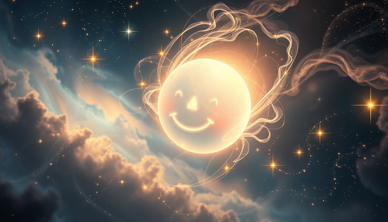 Een lachend hoofd symboliseert vreugde en innerlijke tevredenheid in dromen.