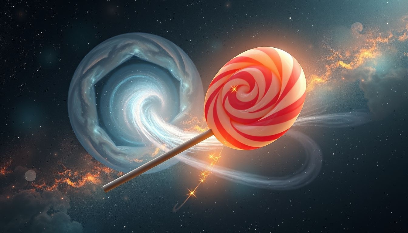 Een lolly in onverwachte omgeving symboliseert verborgen plezier en verrassingen.