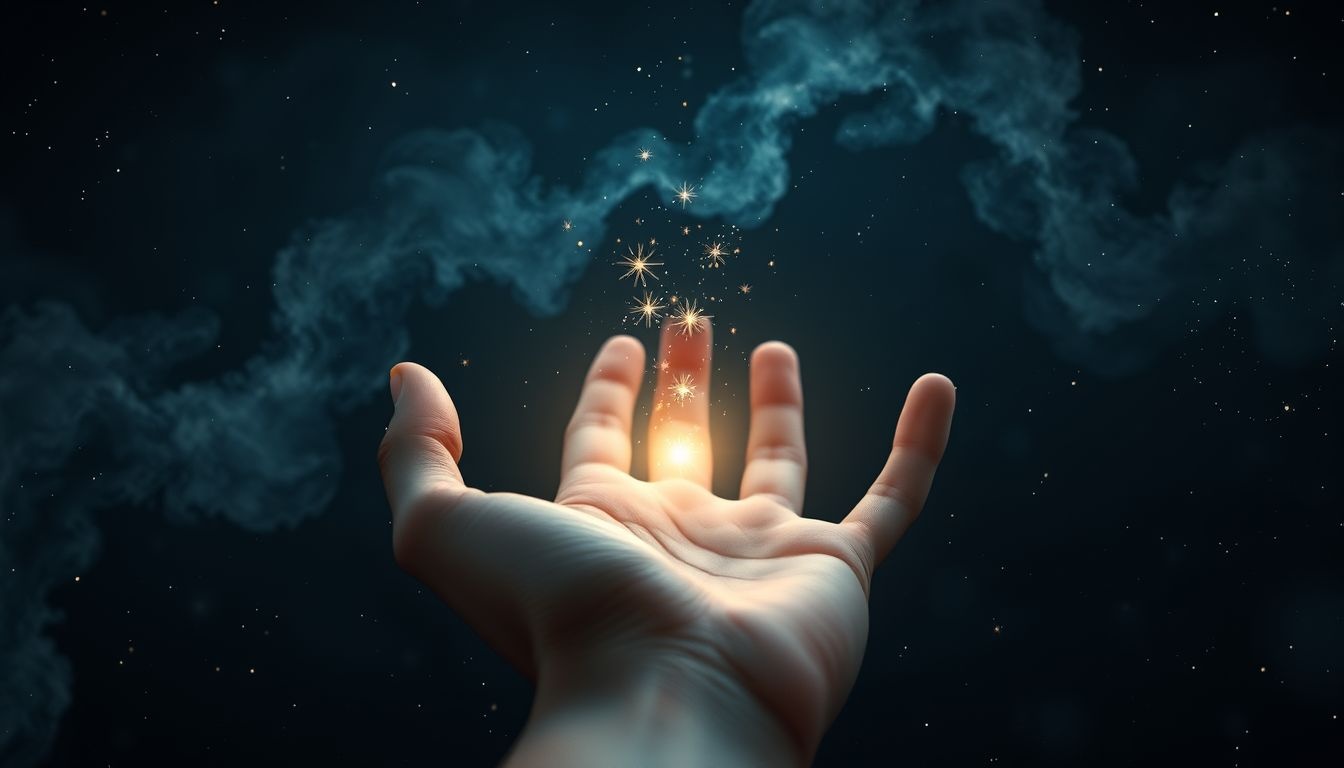 Vonken in je handpalm symboliseren creativiteit en innerlijke kracht.