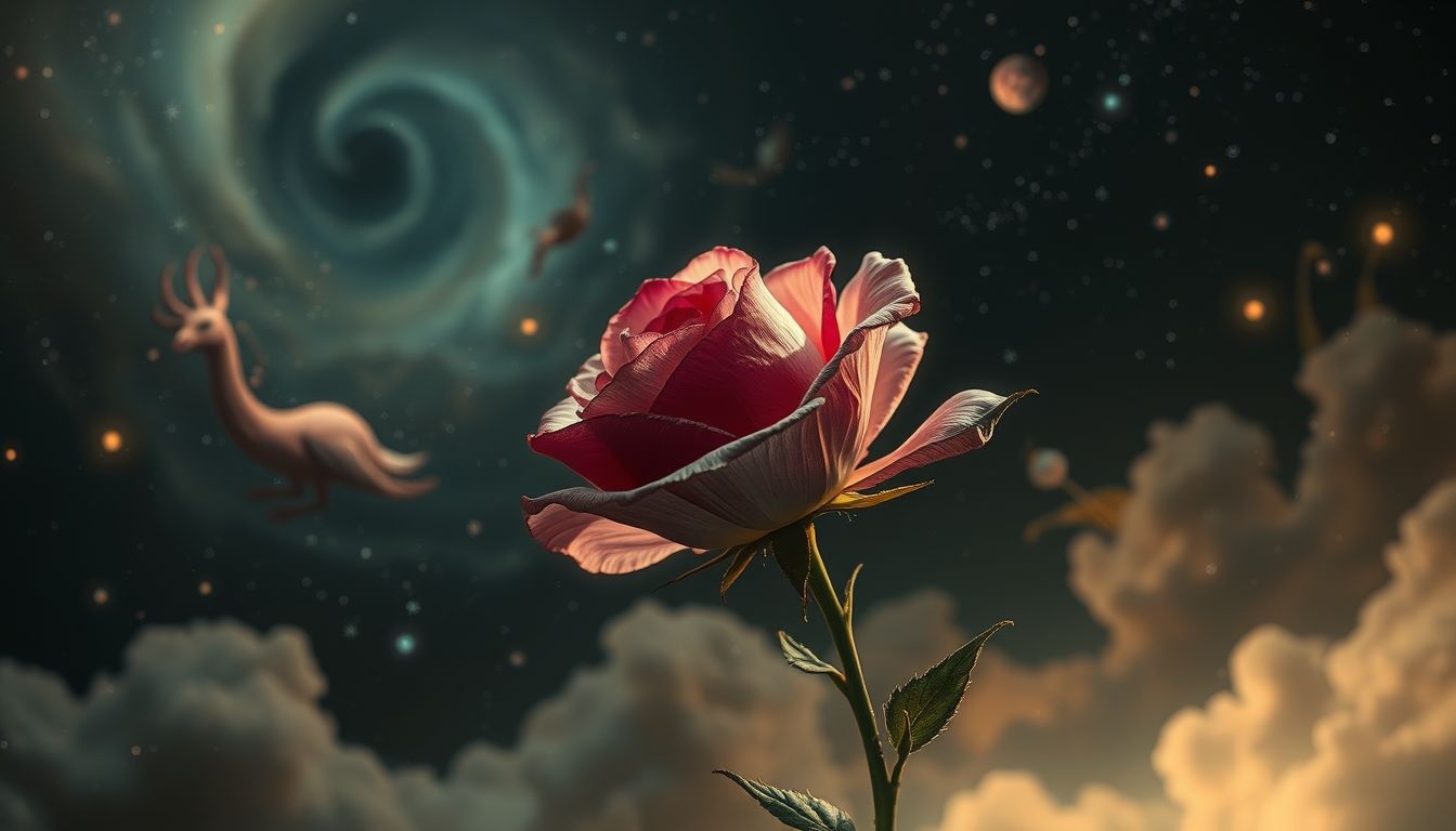 Een verwelkende heideroos symboliseert verloren hoop en melancholie.