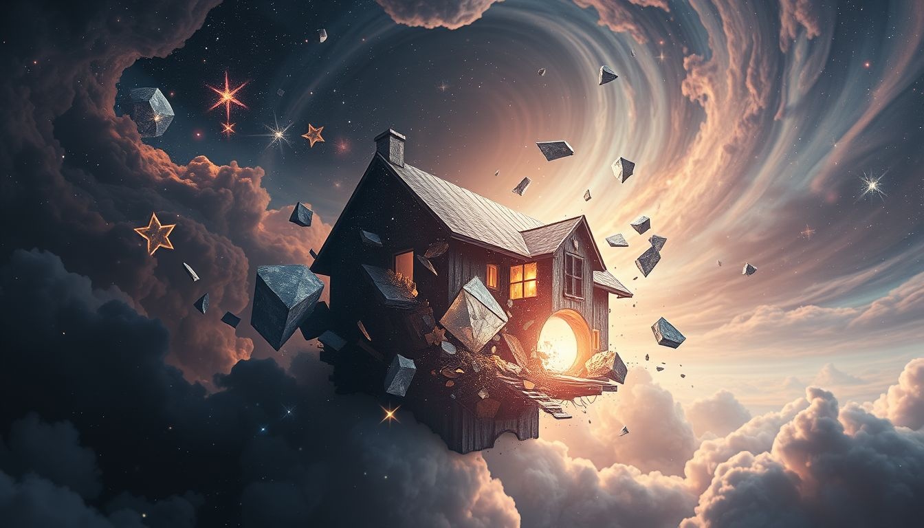 Een ingestort huis symboliseert plotselinge veranderingen in je leven.