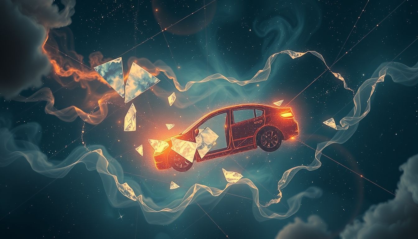 Dromen over auto-ongelukken kunnen angst voor verlies symboliseren.