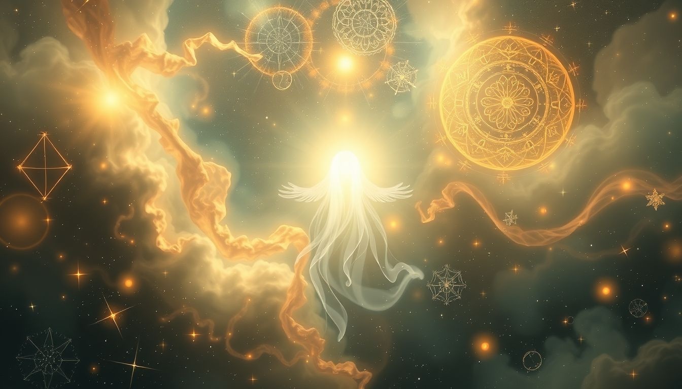 Een naamloos goddelijk wezen symboliseert universele wijsheid en mysterie.