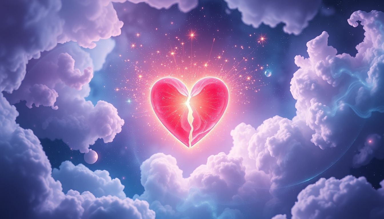 Vonken uit gebroken hart symboliseren hoop na emotionele pijn.