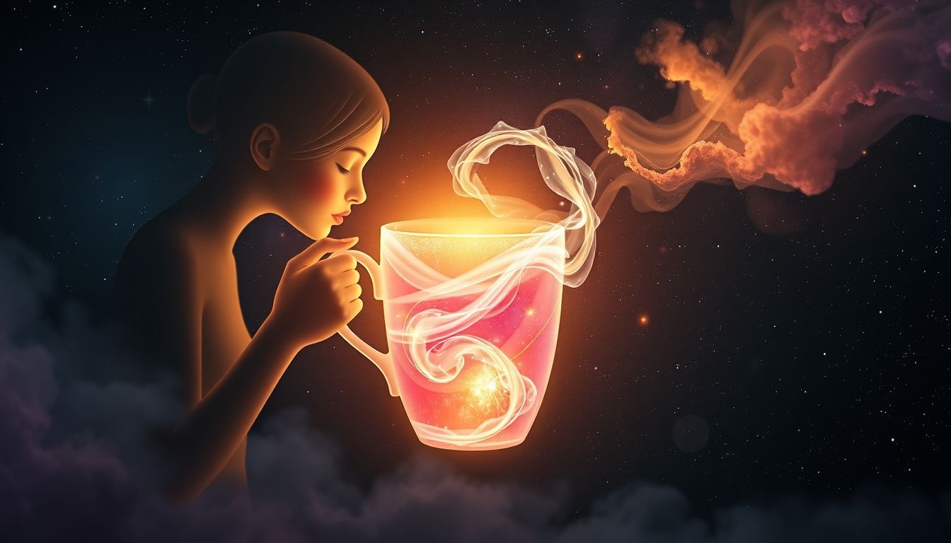 Een mok drinken symboliseert comfort en emotionele vernieuwing in dromen.