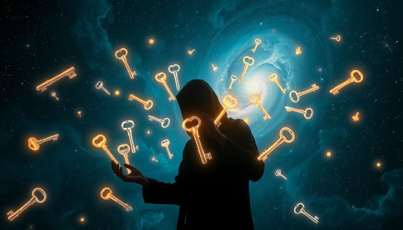 Een nachtportier die sleutels kopieert symboliseert verborgen geheimen.