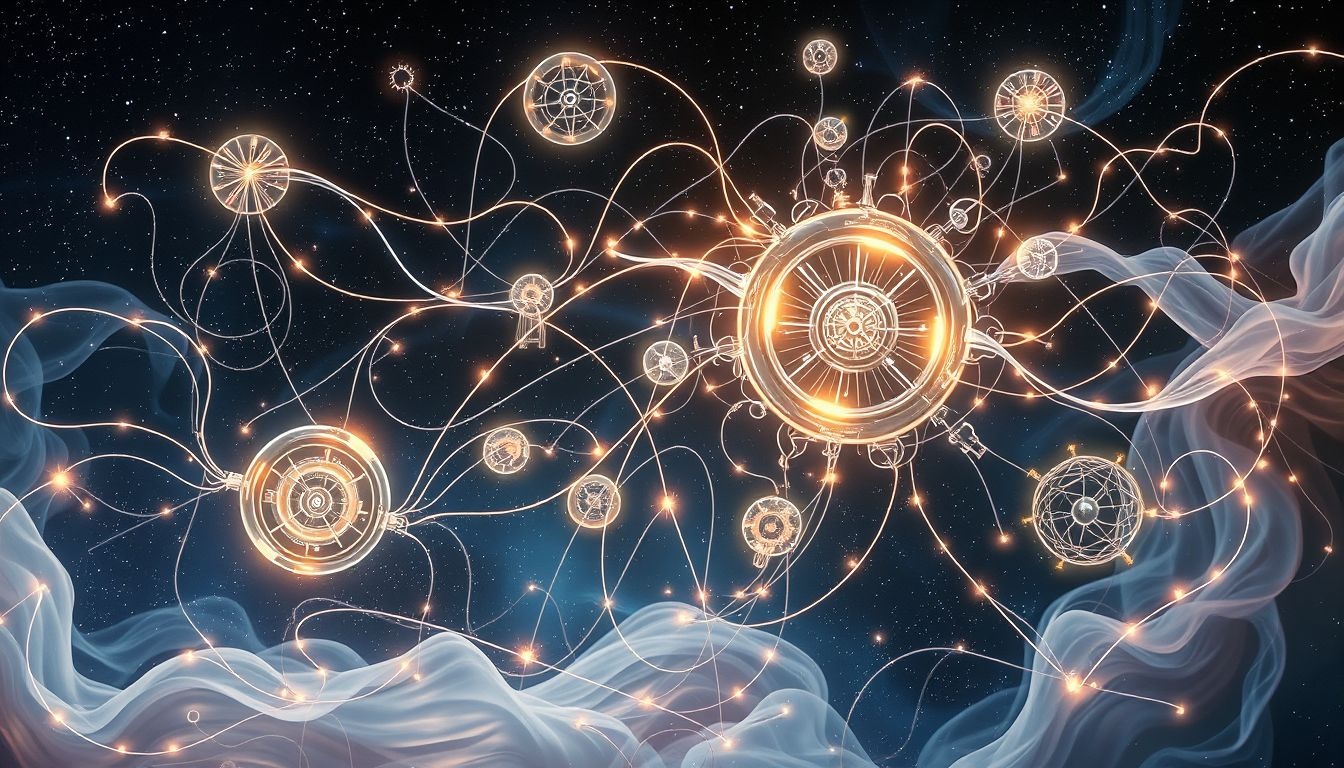 Dromen over draden in machines symboliseren controle en verbondenheid.