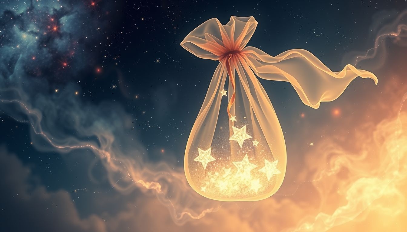 Een verzamelzak symboliseert koesteren van dierbare herinneringen in dromen.