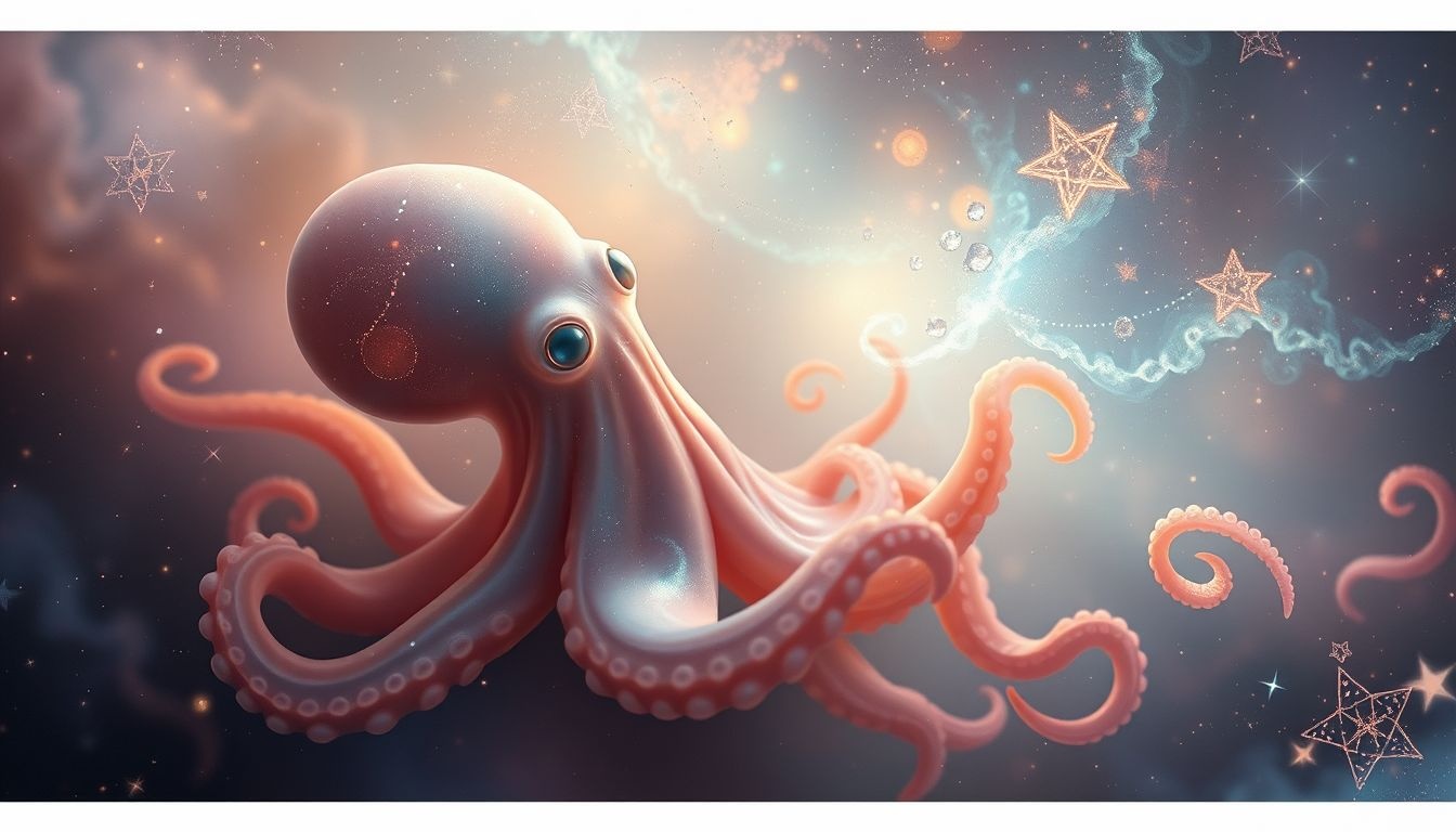 Een inktvis die je naam fluistert symboliseert intuïtieve connecties.