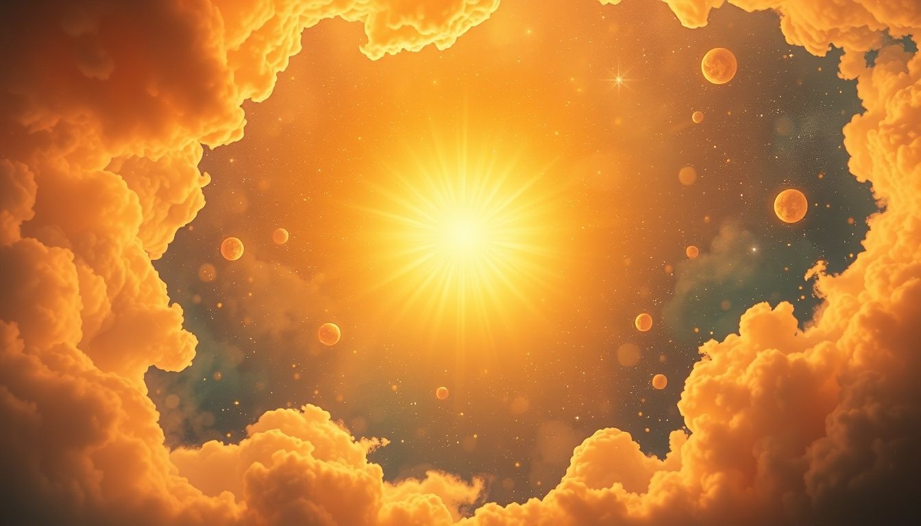 Een stralende zomerse zon symboliseert vreugde en nieuw begin.