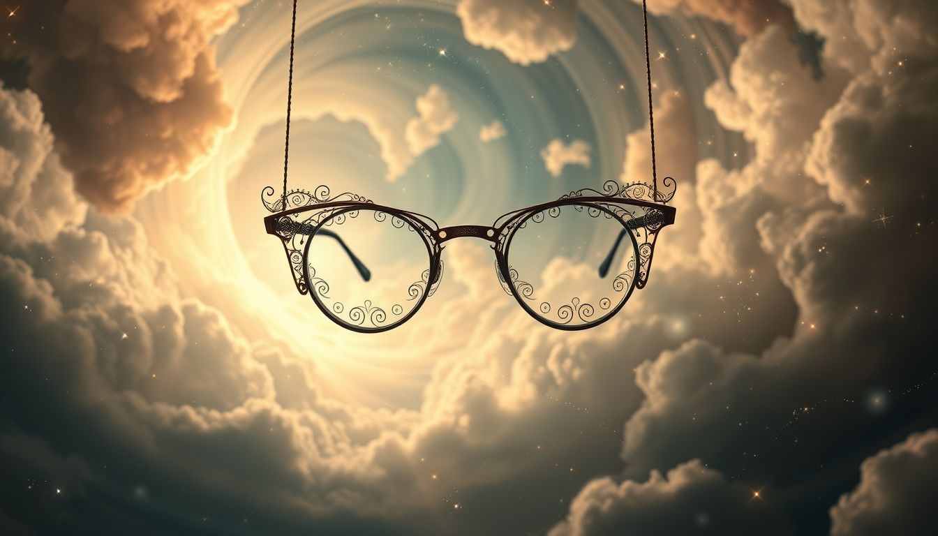 Een antieke bril met pince-nez symboliseert inzicht uit het verleden.