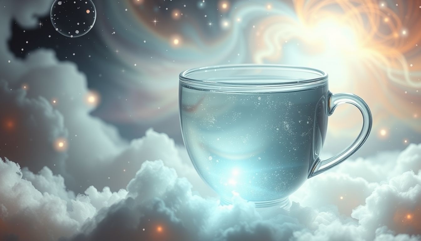 Droom 6: Een mok met water symboliseert zuiverheid en emotionele helderheid.