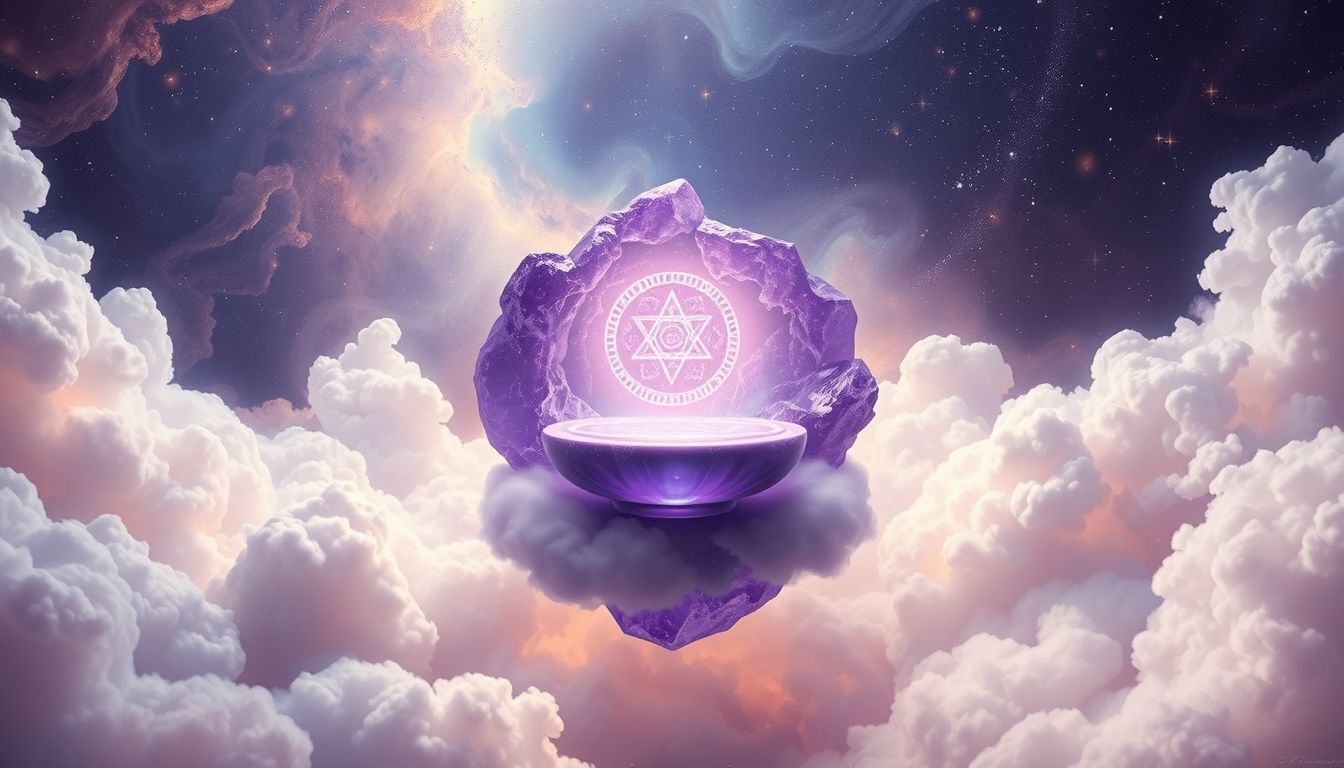 Een amethist altaar in dromen symboliseert spirituele zuivering en bescherming.