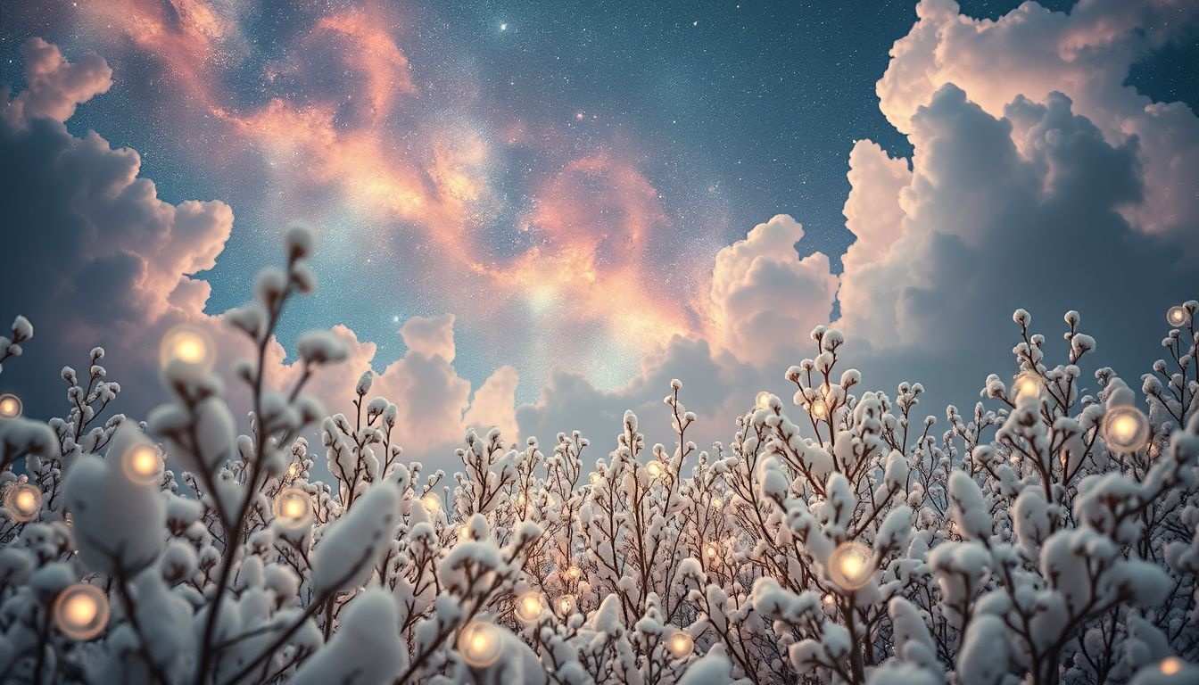 Een winterse heidebosdroom symboliseert innerlijke rust en reflectie.