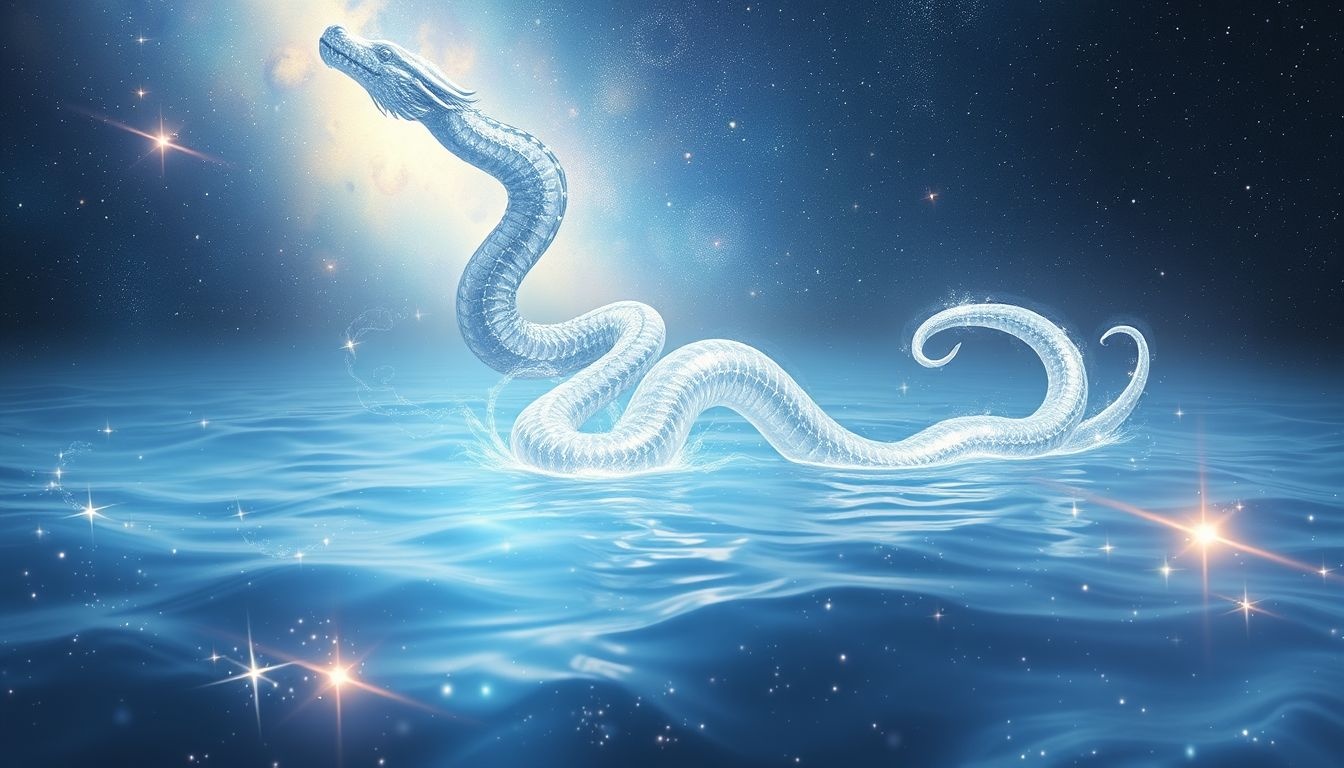 Droom 8 symboliseert zuiverheid en emotionele helderheid door waterslangen.