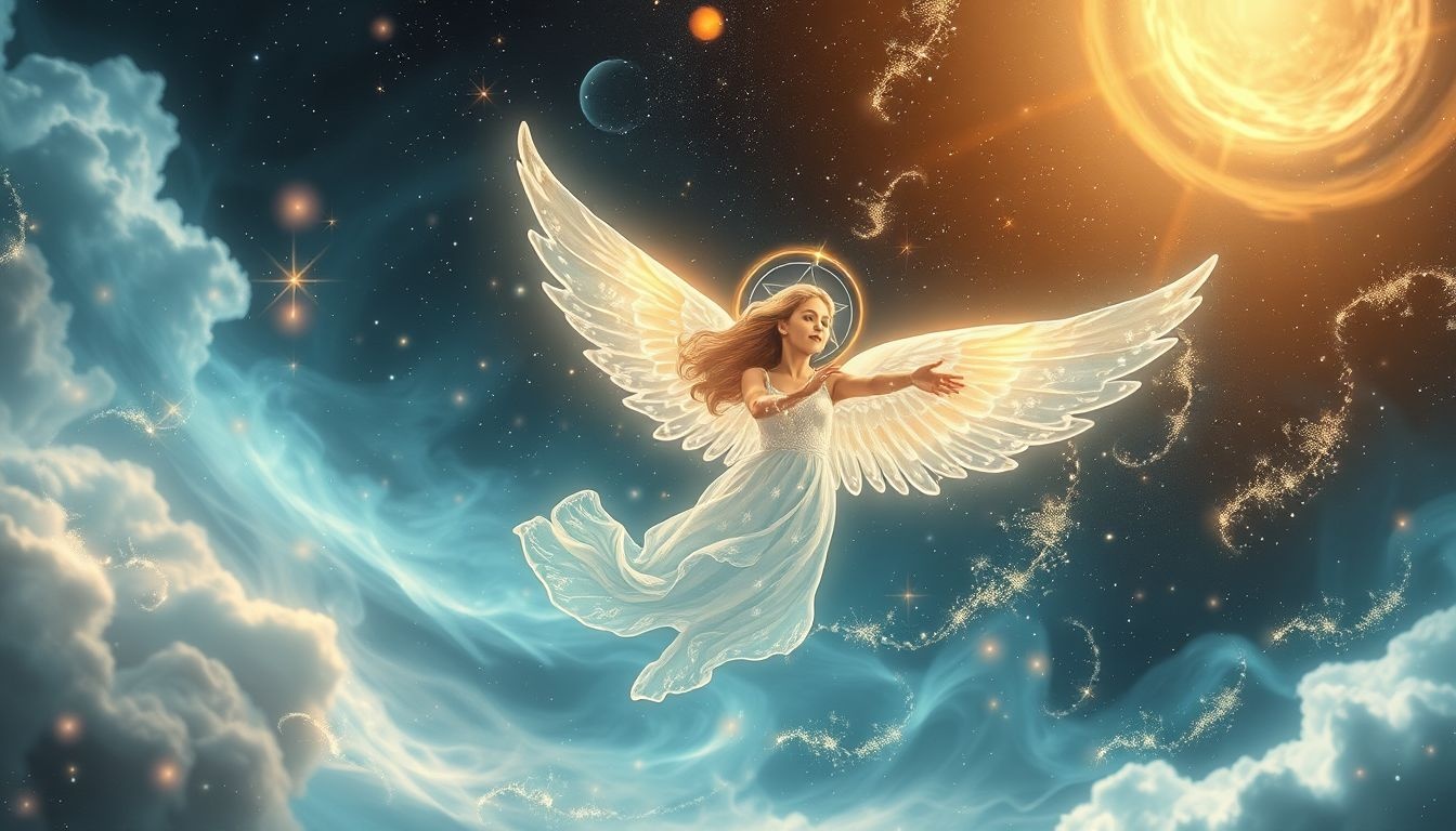Een zingende engel symboliseert troost en spirituele begeleiding.
