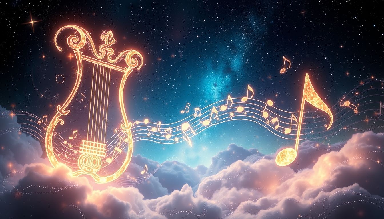 Dromen over Lyra symboliseren muzikale inspiratie en creatieve expressie.
