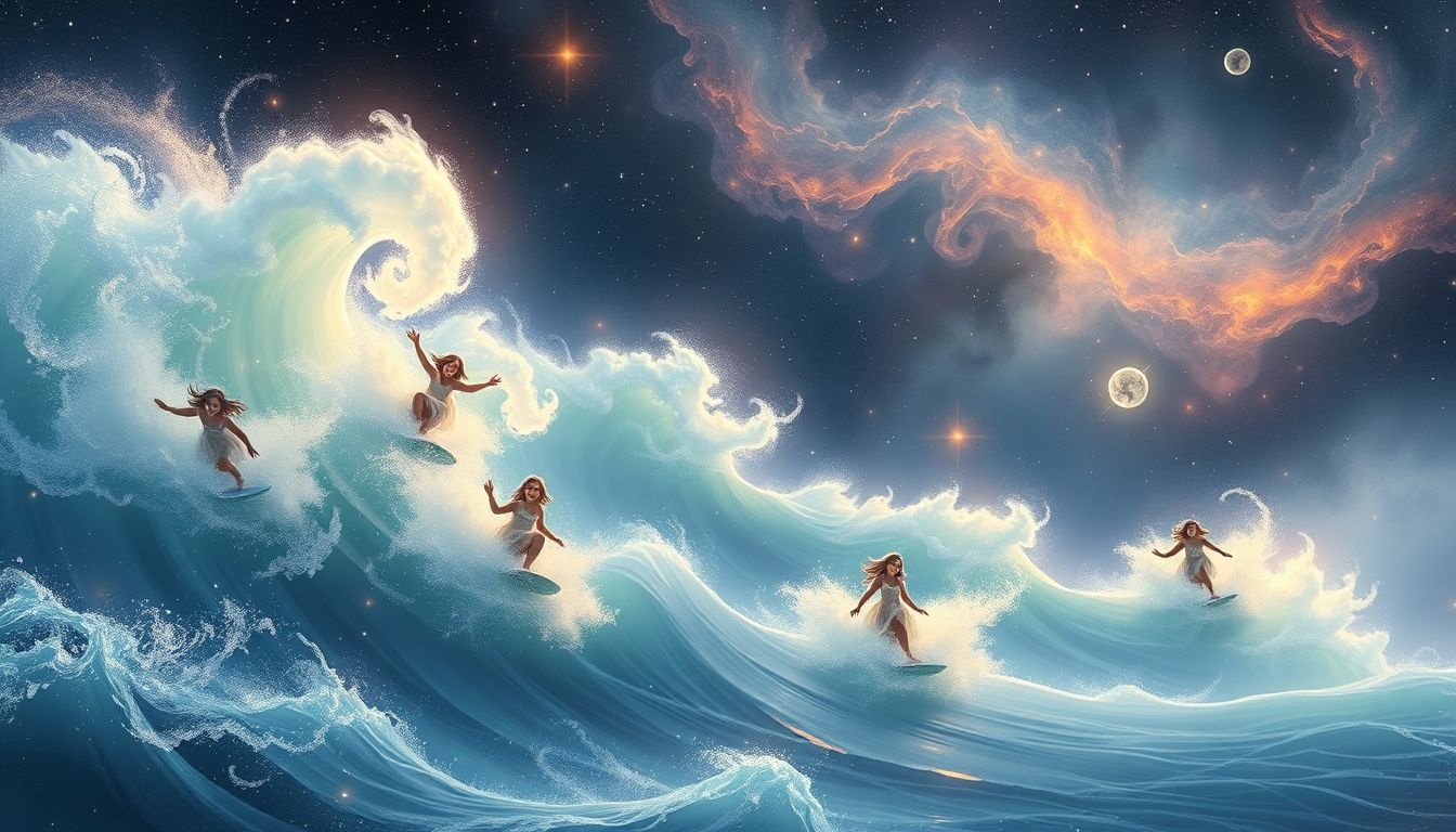 Surfen met vrienden symboliseert samenwerking en gedeelde avonturen in dromen.