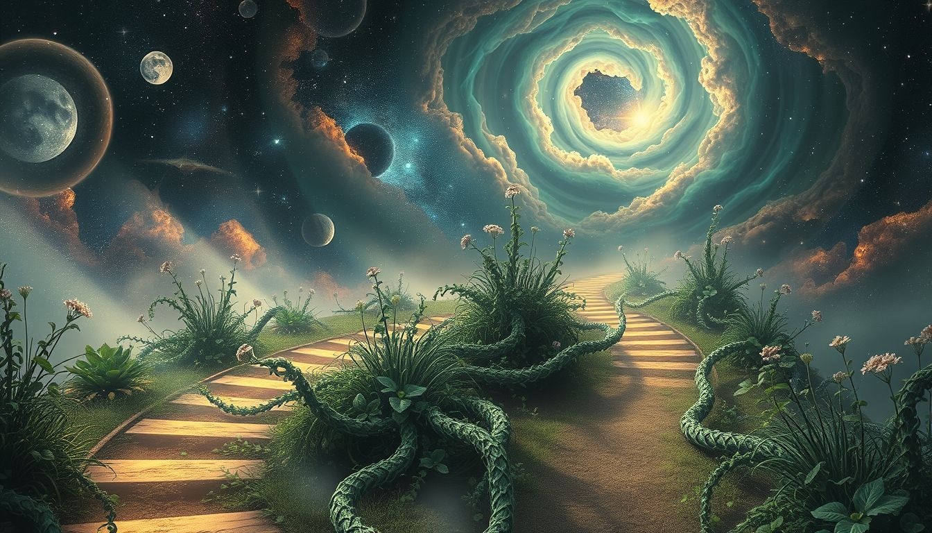 Wielsporen met planten symboliseren vergeten kansen en verloren wegen.