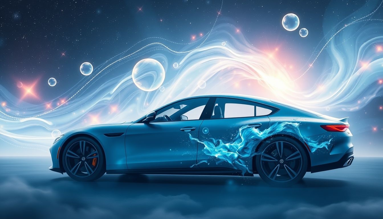 Dromen over een azuurblauwe auto symboliseert vrijheid en nieuwe mogelijkheden.