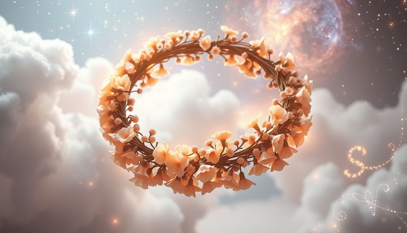 Dromen over een krans van heideklokjes symboliseert verbondenheid en hoop.