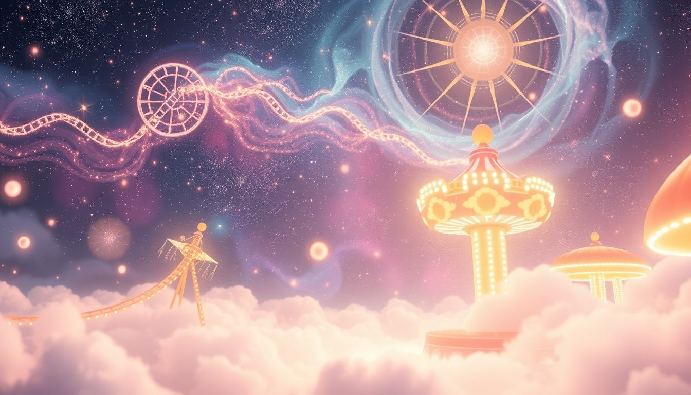 Dromen over zomerpretpark symboliseert vrijheid en jeugdige vreugde.