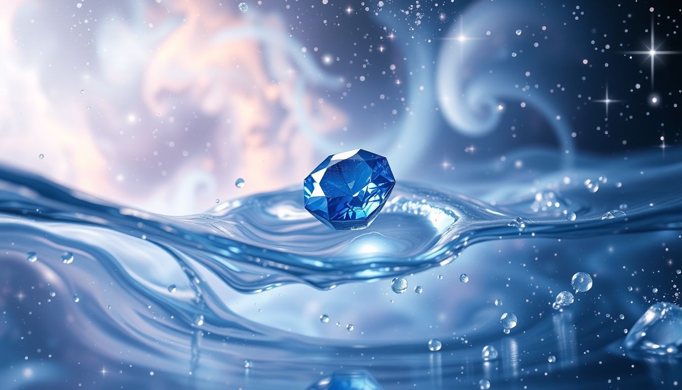 Het saffier in water symboliseert zuivere emotionele en intuïtieve inzichten.