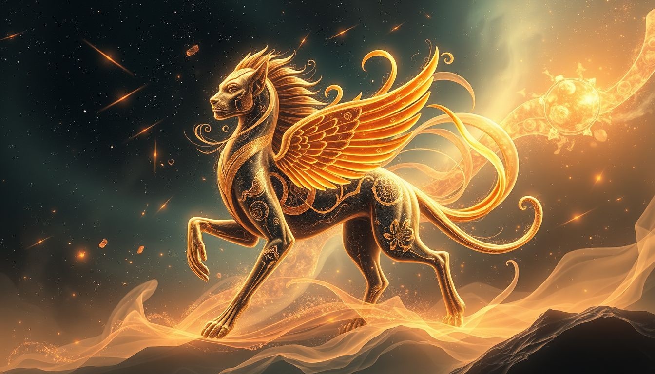 Dansende sfinx symboliseert mysterie en innerlijke wijsheid vernieuwd.