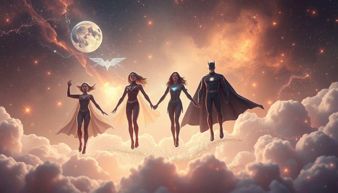 Dromen over een superheldenteam symboliseren kracht en samenwerking.