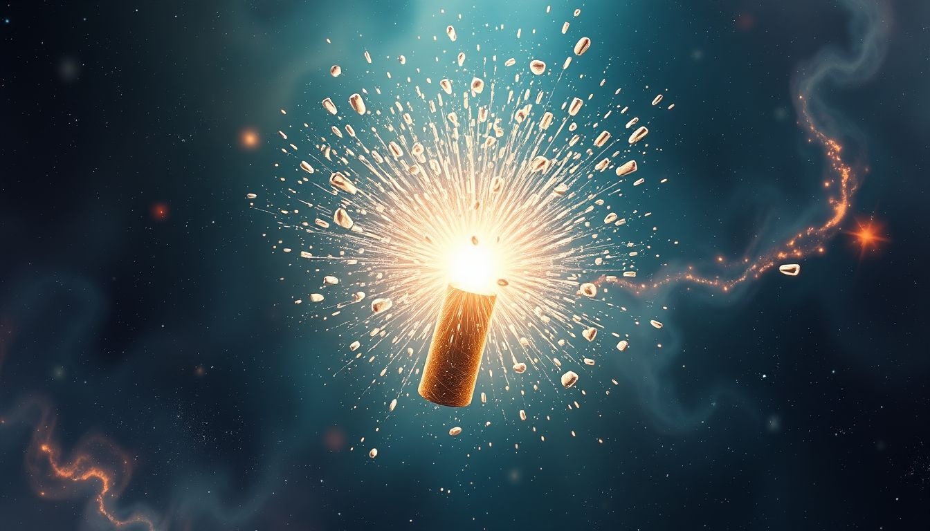 Een knallende champagnekurk symboliseert vreugde en nieuw succes.