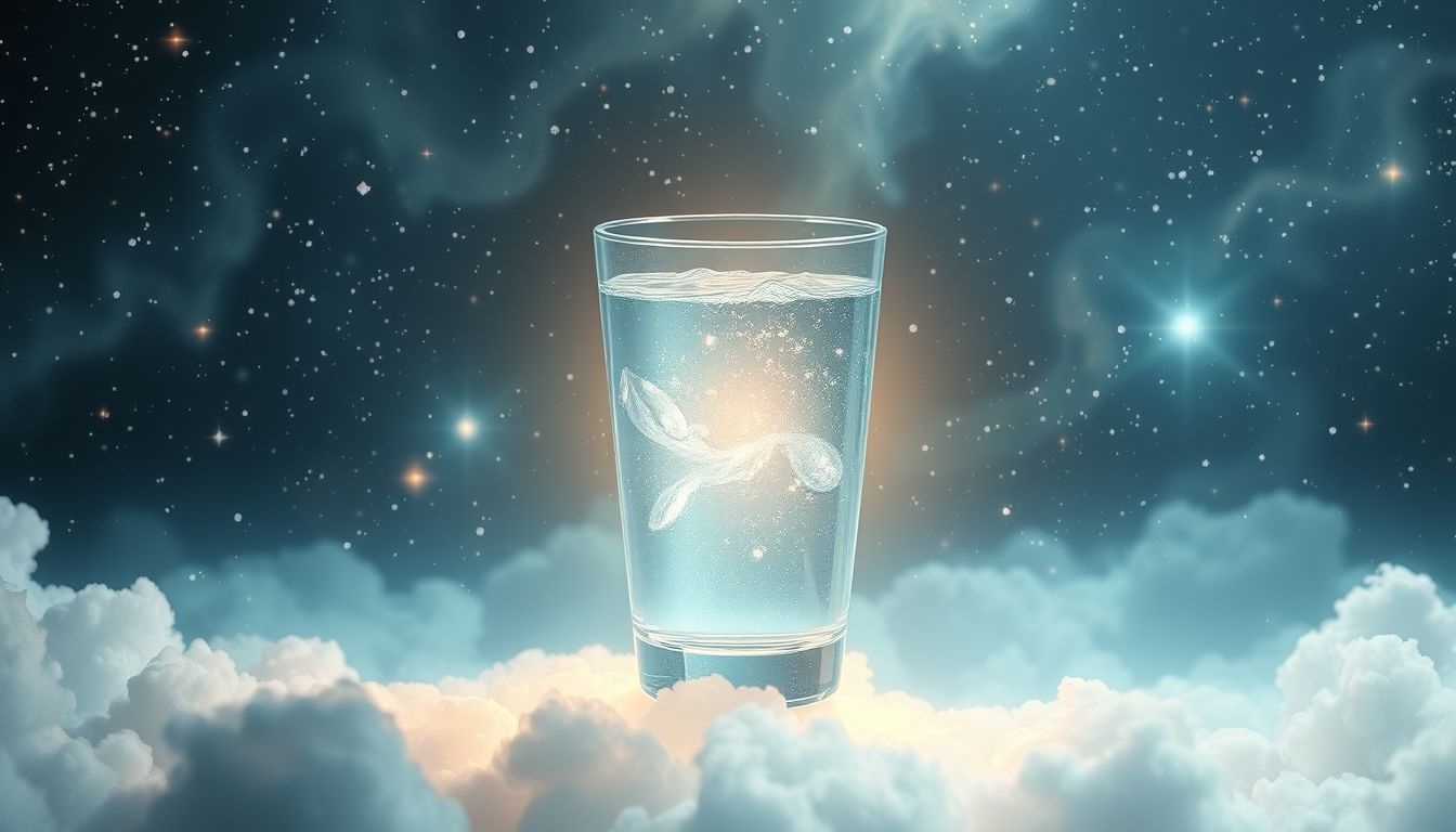 Een helder glas water symboliseert zuiverheid en vernieuwde energie.