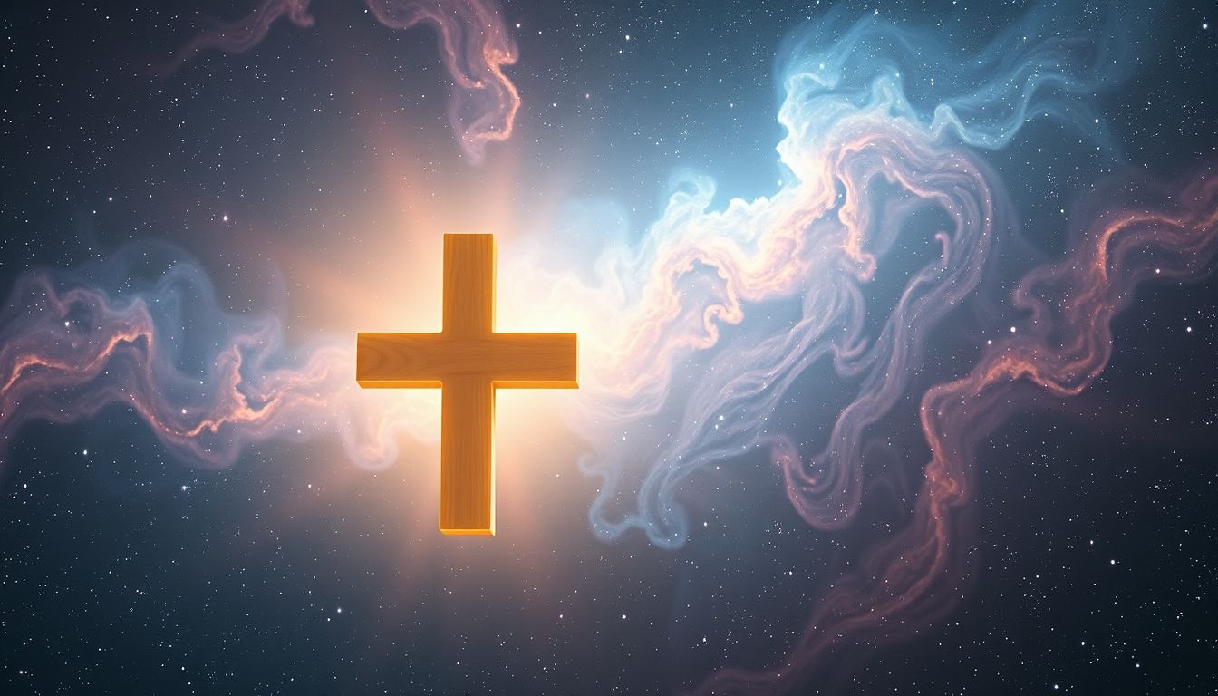 Een houten tau-kruis symboliseert spirituele bescherming en genezing.