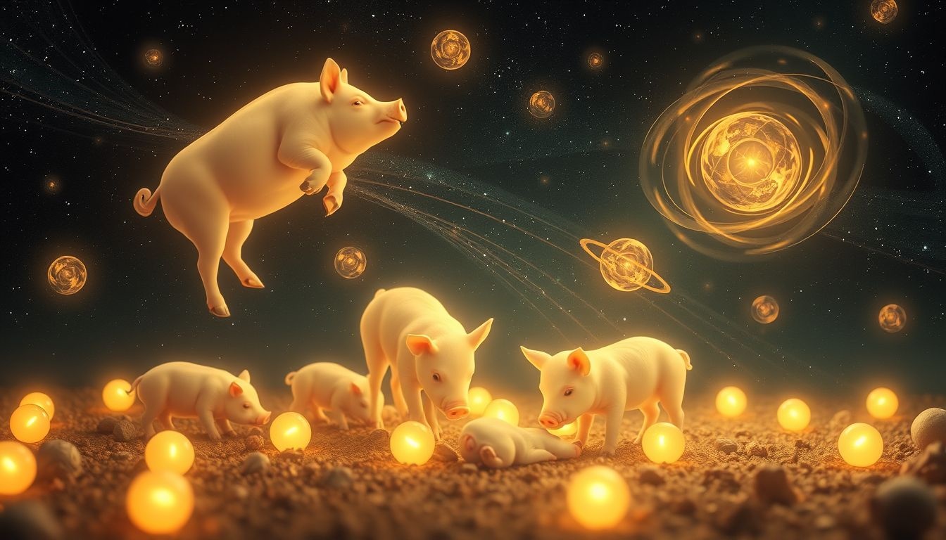Droom 14: Varkens zien eten symboliseert overvloed en welvaart.
