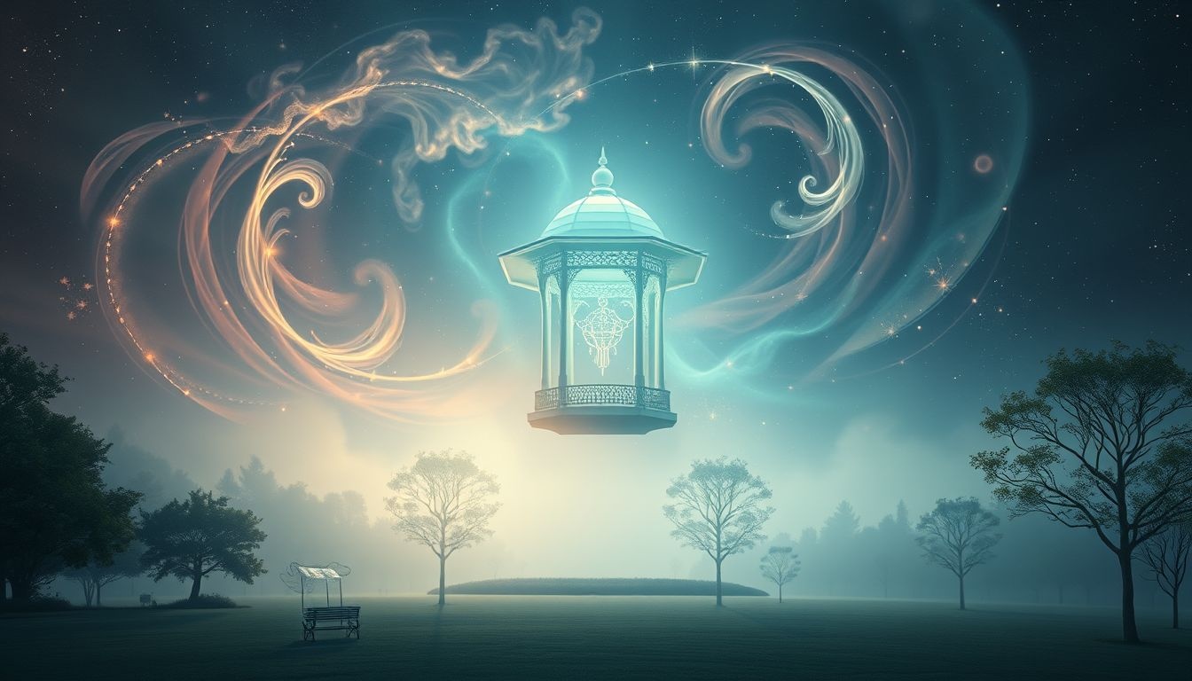 Een kiosk in een park symboliseert onverwachte ontmoetingen en kansen.