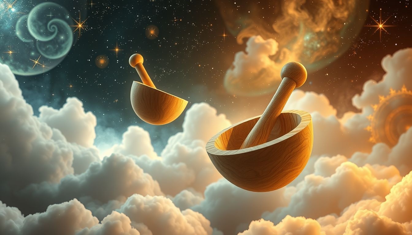 Dromen over houten vijzel symboliseert geduld en innerlijke kracht.