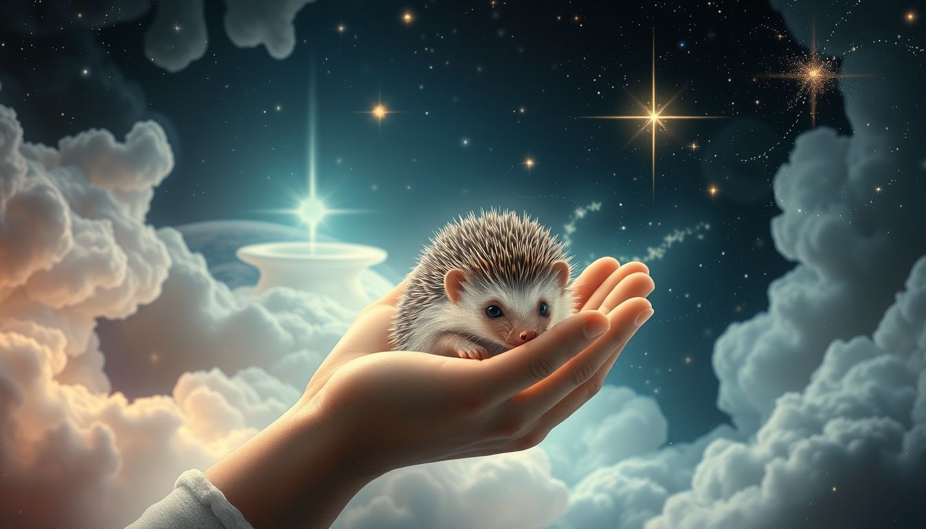 Een egel oppakken symboliseert bescherming bieden aan kwetsbaarheid.