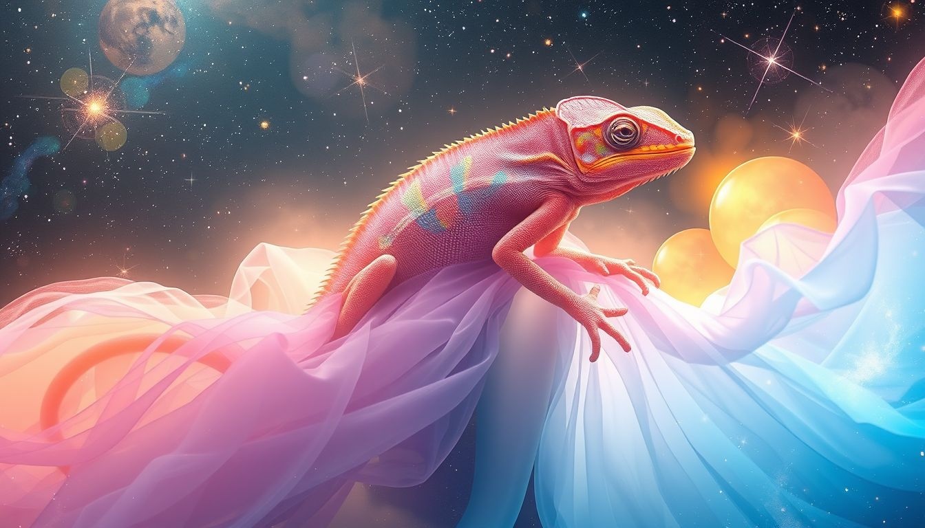 Een kameleon in droom weerspiegelt aanpassingsvermogen aan omgeving.