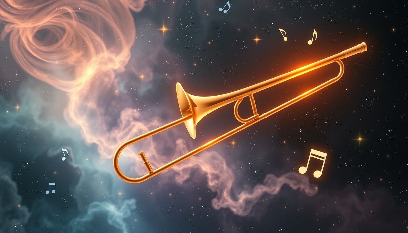 Een zelfspelende trombone symboliseert onverwachte creatieve expressie in dromen.