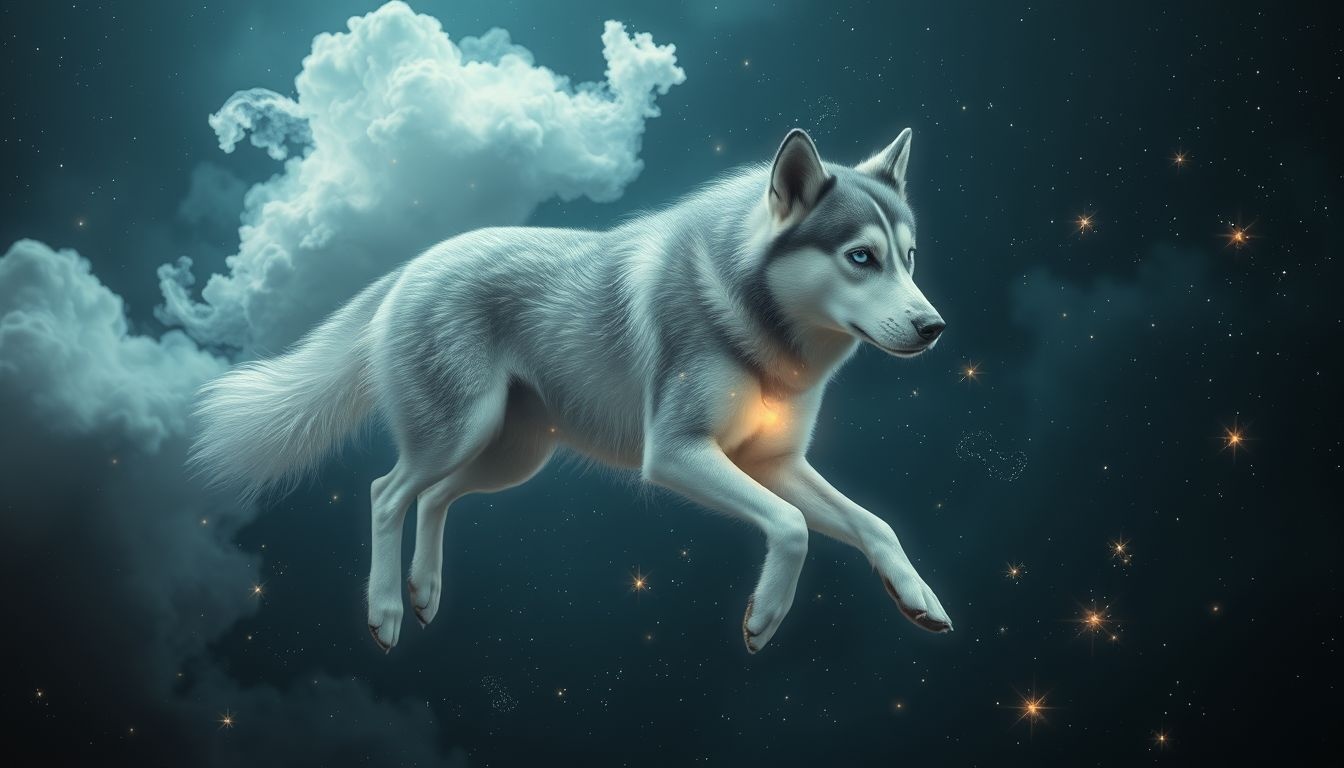 Een zieke Siberische husky droom symboliseert innerlijke kwetsbaarheid en zorg.