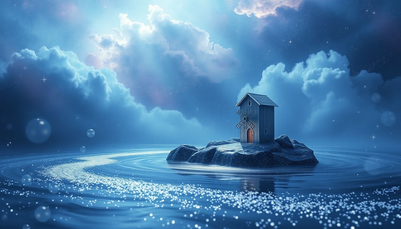 Een kleine watermolen symboliseert persoonlijke groei en innerlijke kracht.